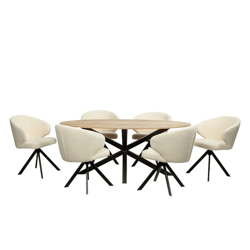 Masa Eliptica Fenix Spider, Picior Metalic, Natur Si Negru, 180 x 90 x 77.8 Cm