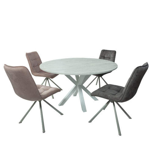 Masa Rotunda Fenix Spider, Gri Loft Si Alb, 130 x 130 x 77.8 Cm