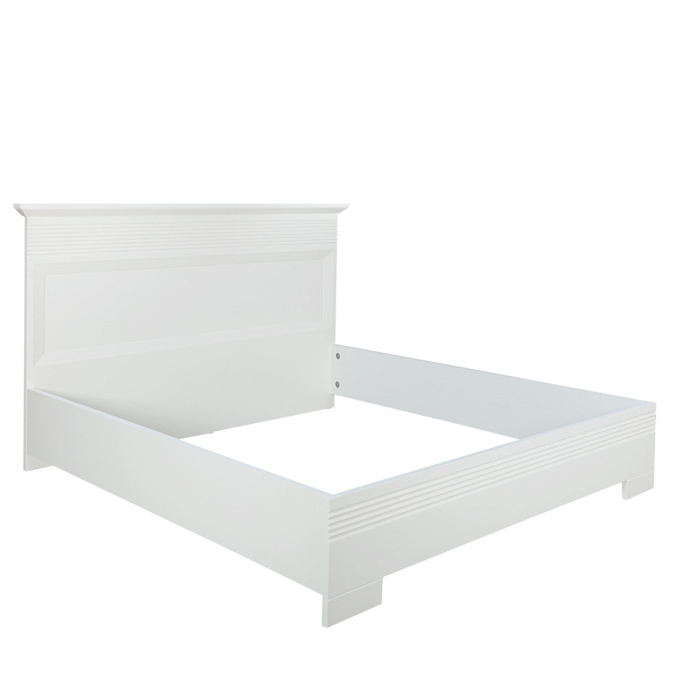 Set Dormitor Verona Bianco, Pat Cu Dimensiune saltea 180 X 200 Cm, 2 Noptiere Si Dulap
