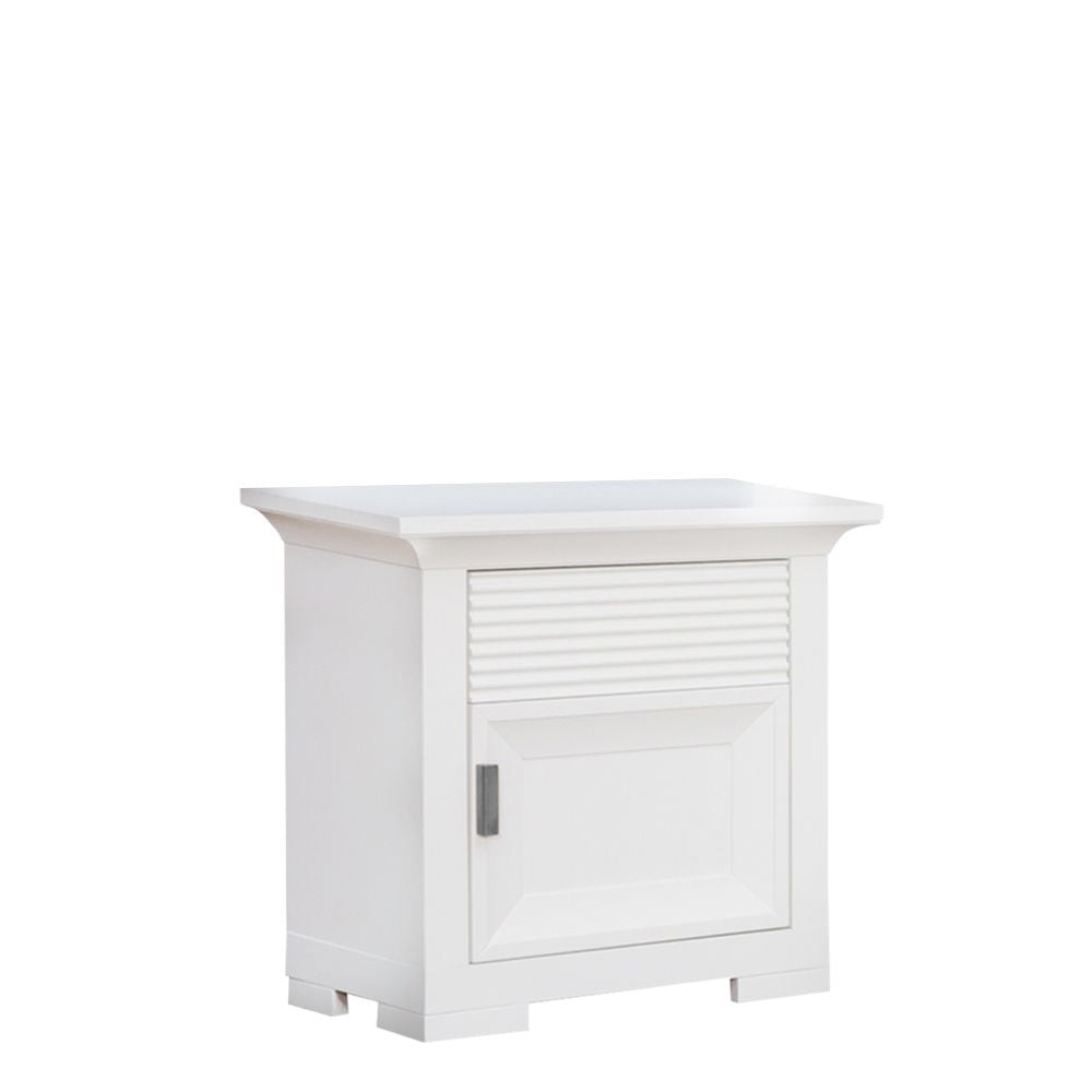 Set Dormitor Verona Bianco, Pat Cu Dimensiune saltea 180 X 200 Cm, 2 Noptiere Si Dulap