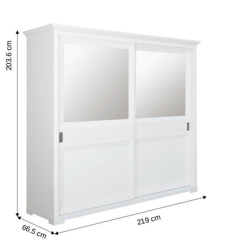 Set Dormitor Verona Bianco, Pat Cu Dimensiune saltea 180 X 200 Cm, 2 Noptiere Si Dulap