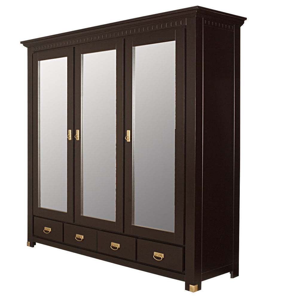 Set Dormitor Saint Tropez, Pat Cu Dimensiune Saltea 180 X 200, Dulap De 180 Cm, 2 Noptiere, Vopsit Negru