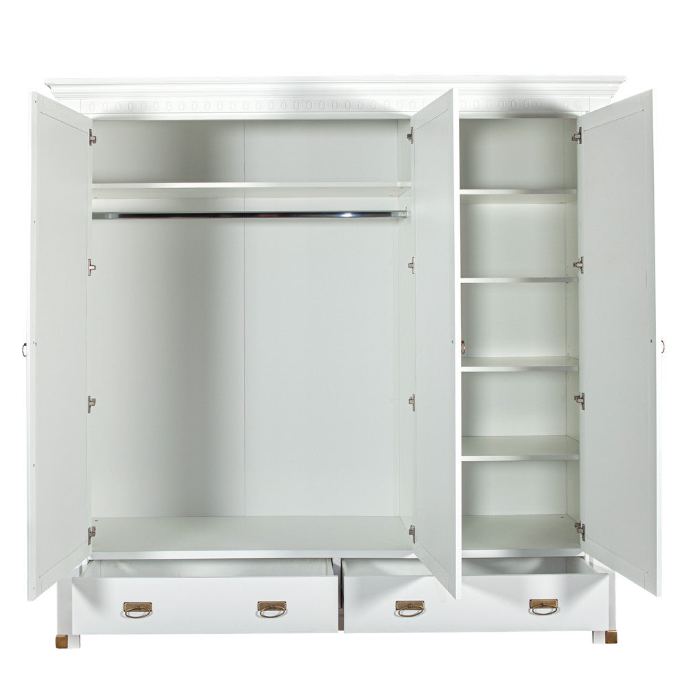 Set Dormitor Saint Tropez, Pat Cu Dimensiune Saltea 180 X 200, Dulap De 207.8 Cm, 2 Noptiere, Vopsit Alb