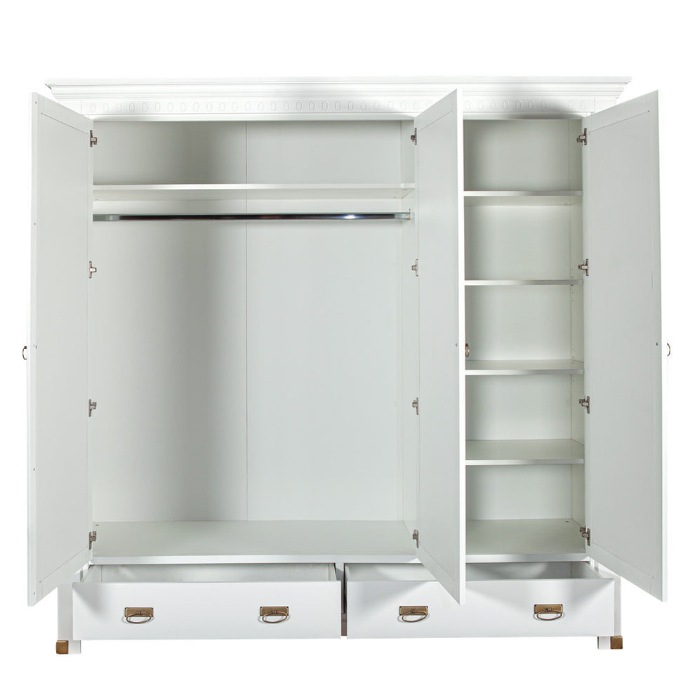 Set Dormitor Saint Tropez, Pat Cu Dimensiune Saltea 180 X 200, Dulap De 207.8 Cm, 2 Noptiere, Vopsit Alb