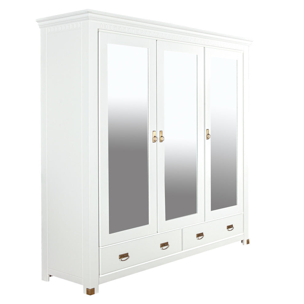 Set Dormitor Saint Tropez, Pat Cu Dimensiune Saltea 180 X 200, Dulap De 180 Cm, 2 Noptiere, Vopsit Alb