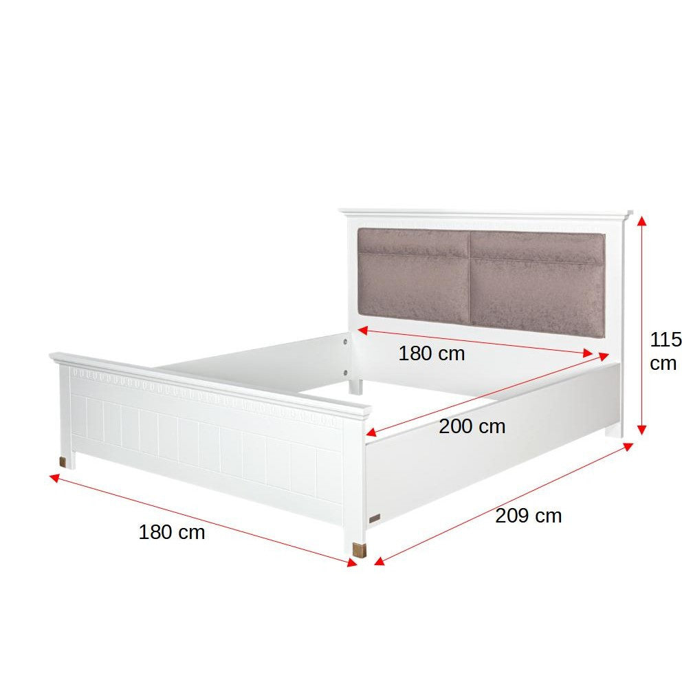 Set Dormitor Saint Tropez, Pat Cu Dimensiune Saltea 180 X 200, Dulap De 180 Cm, 2 Noptiere, Vopsit Alb