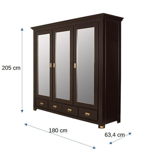 Set Dormitor Saint Tropez, Pat Cu Dimensiune Saltea 160 X 200, Dulap De 180 Cm, 2 Noptiere, Vopsit Negru