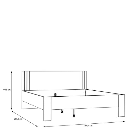 Set Dormitor Winterplay, Pat Cu dimensiunea Saltea 160 x 200 Cm, Dulap Si 2 Noptiere, Stejar Riviera Cu Alb Super Lucios
