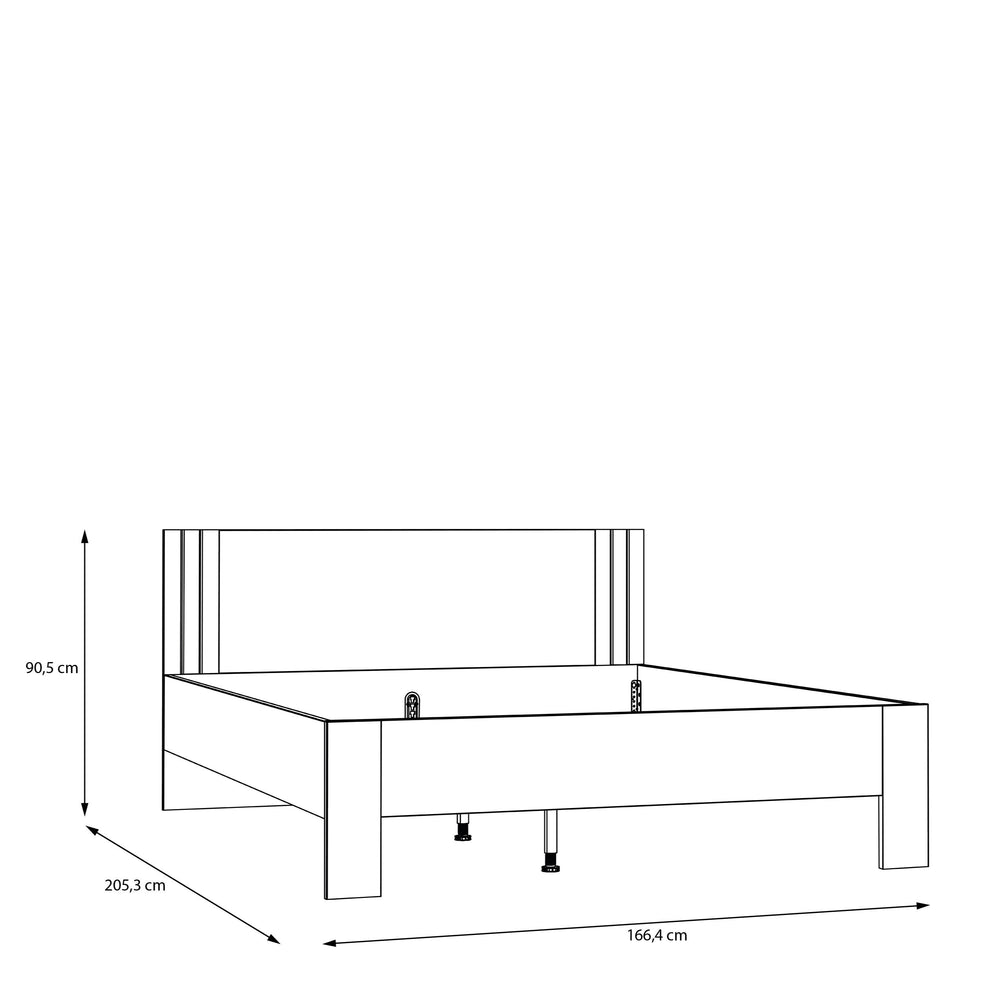 Set Dormitor Winterplay, Pat Cu dimensiunea Saltea 160 x 200 Cm, Dulap Si 2 Noptiere, Stejar Riviera Cu Alb Super Lucios