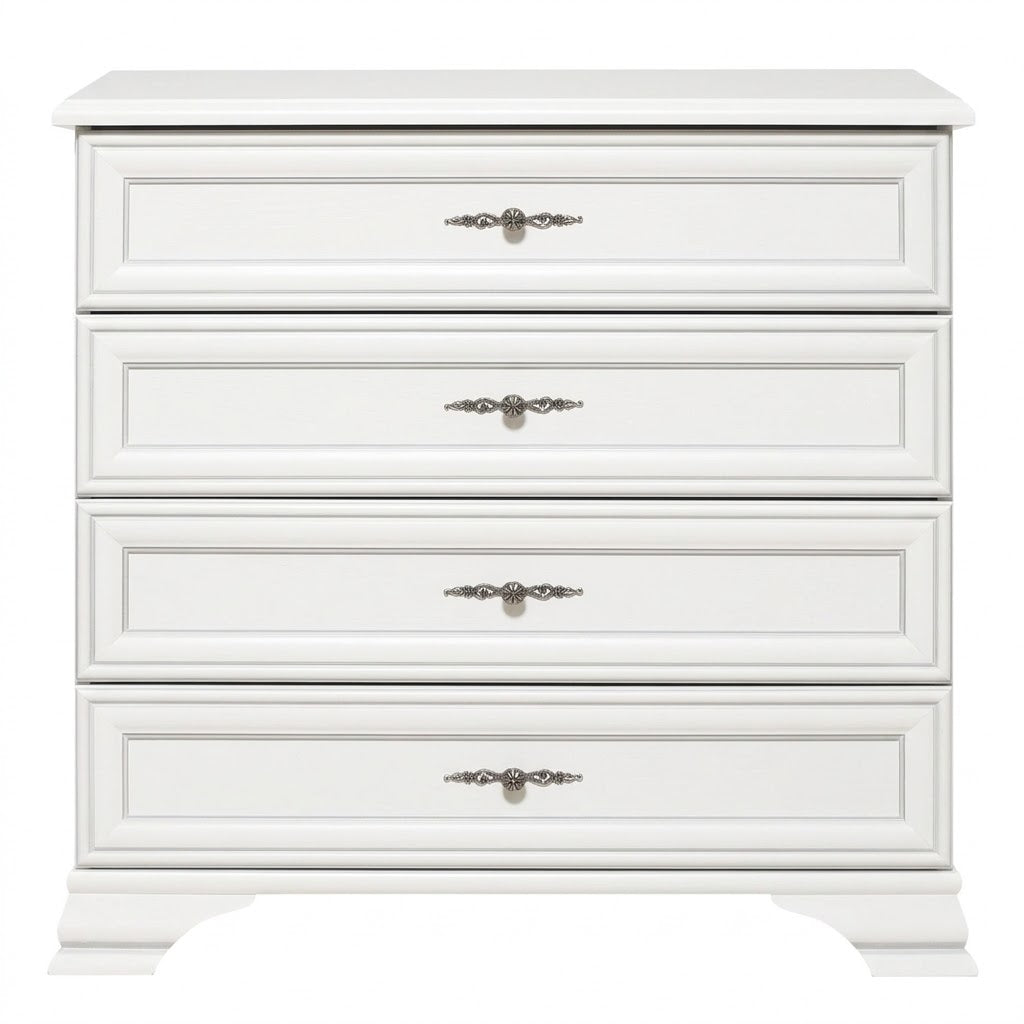 Comoda 4 Sertare Kenza, Alb 94.5 Cm