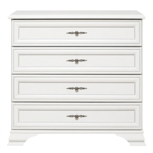 Comoda 4 Sertare Kenza, Alb 94.5 Cm