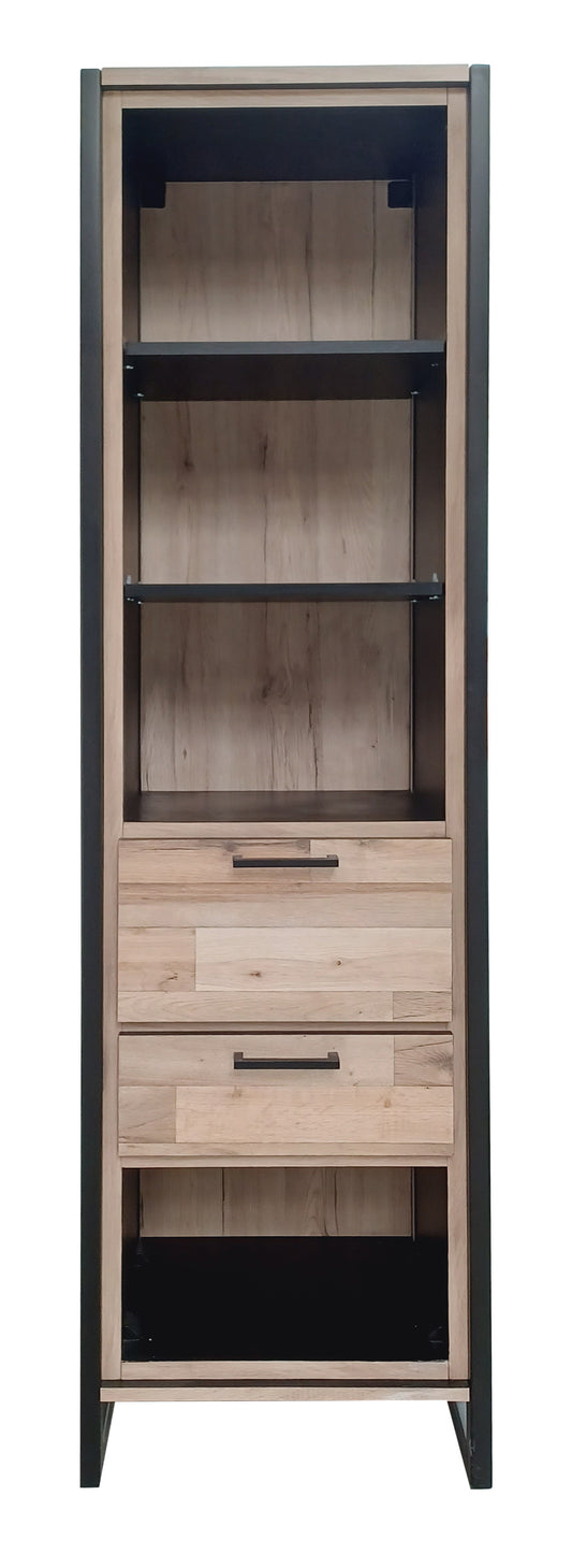 Biblioteca Soho Parchet Cu 1 Usa Si 1 Sertar, Decor Parchet Si Negru, 55 Cm- Resigilat