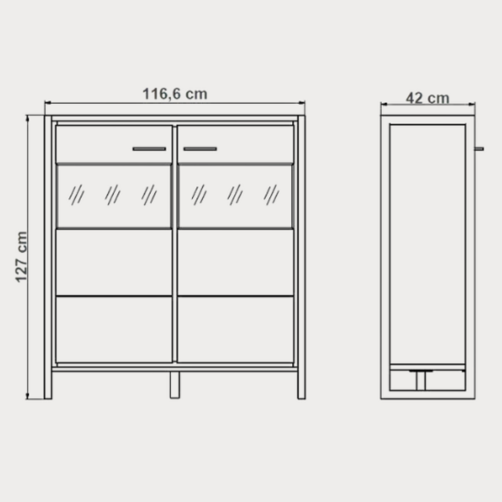 Comoda De Bar 2 Usi Soho Parchet, 116.6 Cm