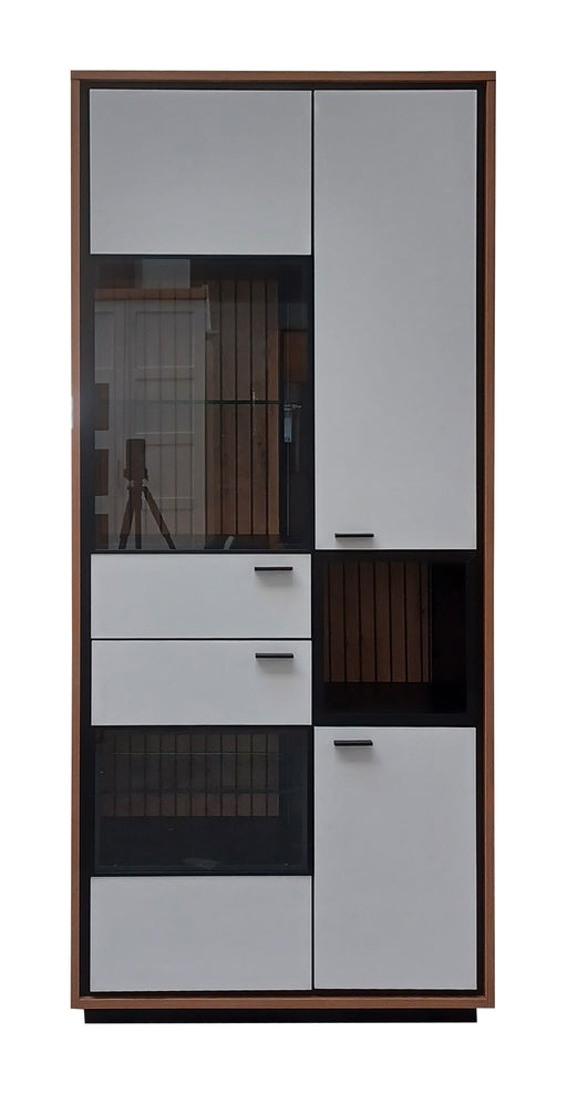 Vitrina Sonata Cu 4 Usi Alb Si Natur, 85 Cm-Resigilat