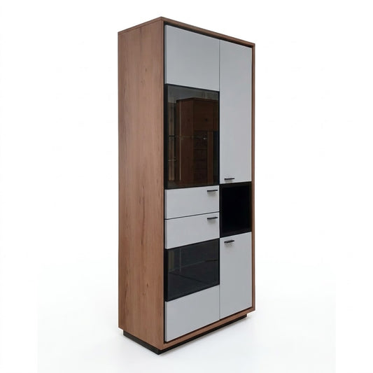 Vitrina Sonata Cu 4 Usi Alb Si Natur, 85 Cm-Resigilat