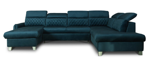 Coltar U Extensibil Tiago, Dreapta, 6 Locuri, Tetiere Reglabile, Albastru 330 Cm