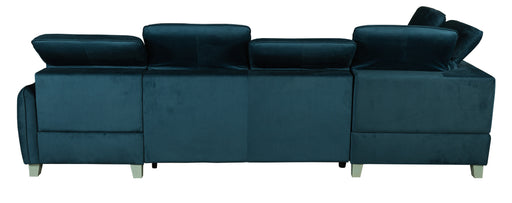 Coltar U Extensibil Tiago, Stanga, 6 Locuri, Tetiere Reglabile, Albastru 330 Cm