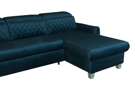 Coltar Extensibil Cu Insula Dreapta Tiago, 5 Locuri, Tetiere Reglabile, Albastru, 243 Cm