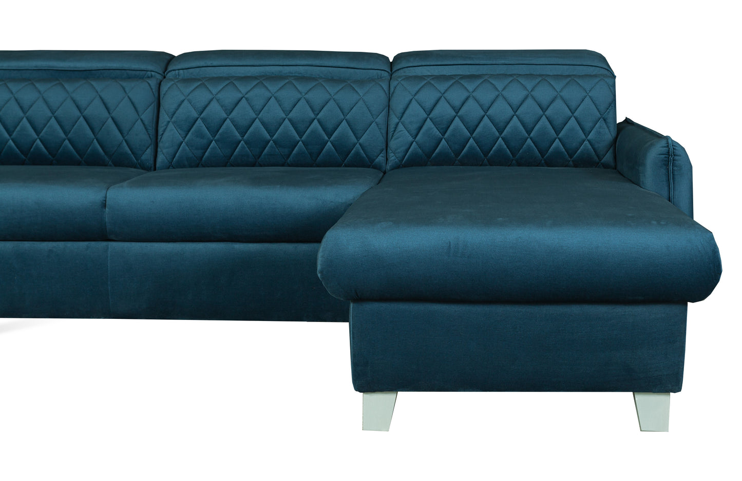 Coltar Extensibil Cu Insula Dreapta Tiago, 5 Locuri, Tetiere Reglabile, Albastru, 243 Cm