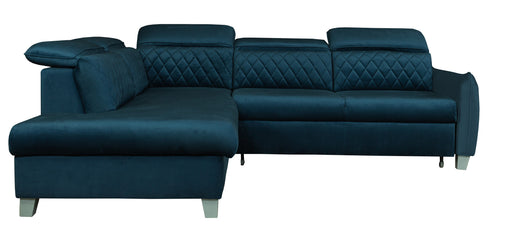 Coltar Extensibil Cu Otoman Stanga Tiago, 5 Locuri, Tetiere Reglabile, Albastru, 255 Cm