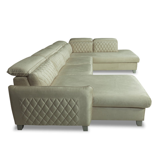 Coltar U Extensibil Tiago, Dreapta, 6 Locuri, Tetiere Reglabile, Crem 330 Cm