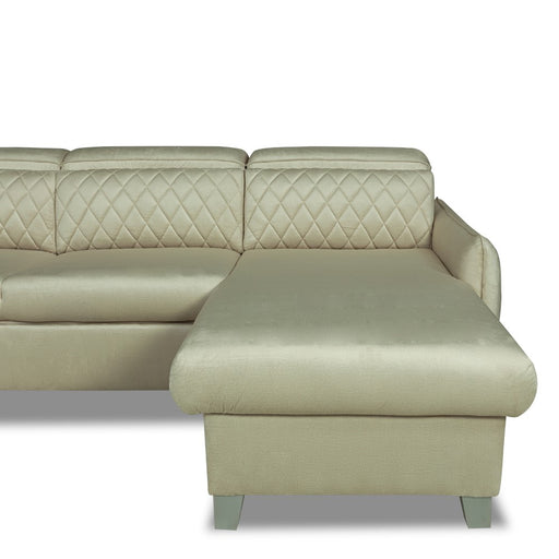 Coltar U Extensibil Tiago, Stanga, 6 Locuri, Tetiere Reglabile, Crem 330 Cm