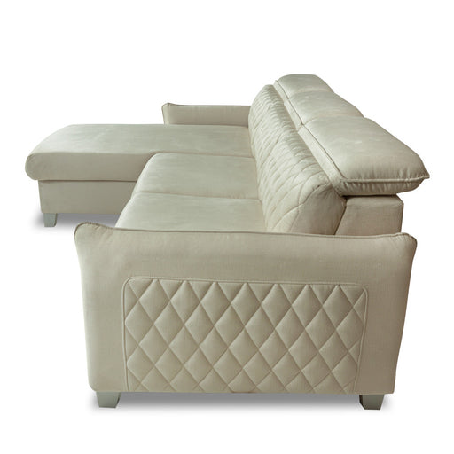Coltar Extensibil Cu Insula Stanga Tiago, 5 Locuri, Tetiere Reglabile, Crem, 243 Cm