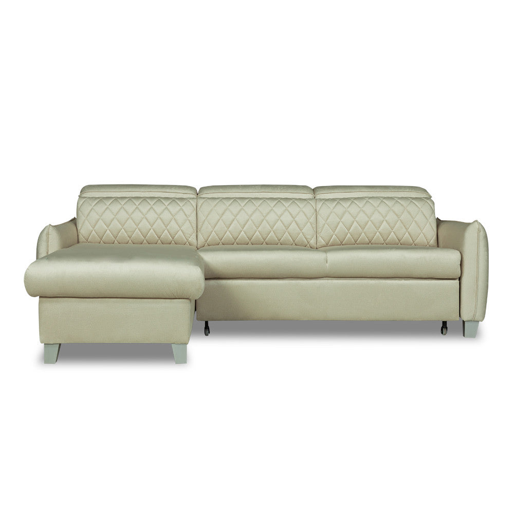 Coltar Extensibil Cu Insula Stanga Tiago, 5 Locuri, Tetiere Reglabile, Crem, 243 Cm