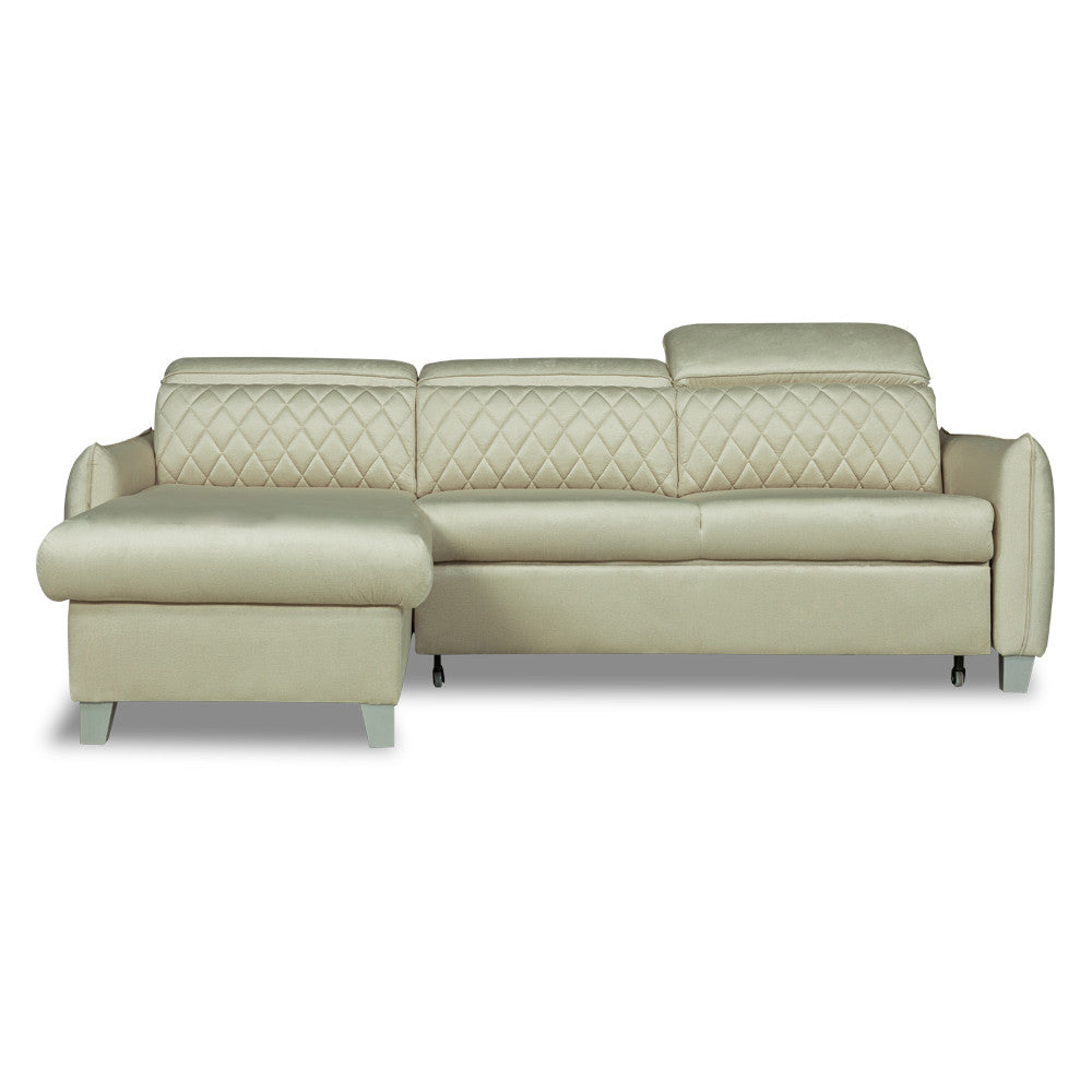 Coltar Extensibil Cu Insula Stanga Tiago, 5 Locuri, Tetiere Reglabile, Crem, 243 Cm