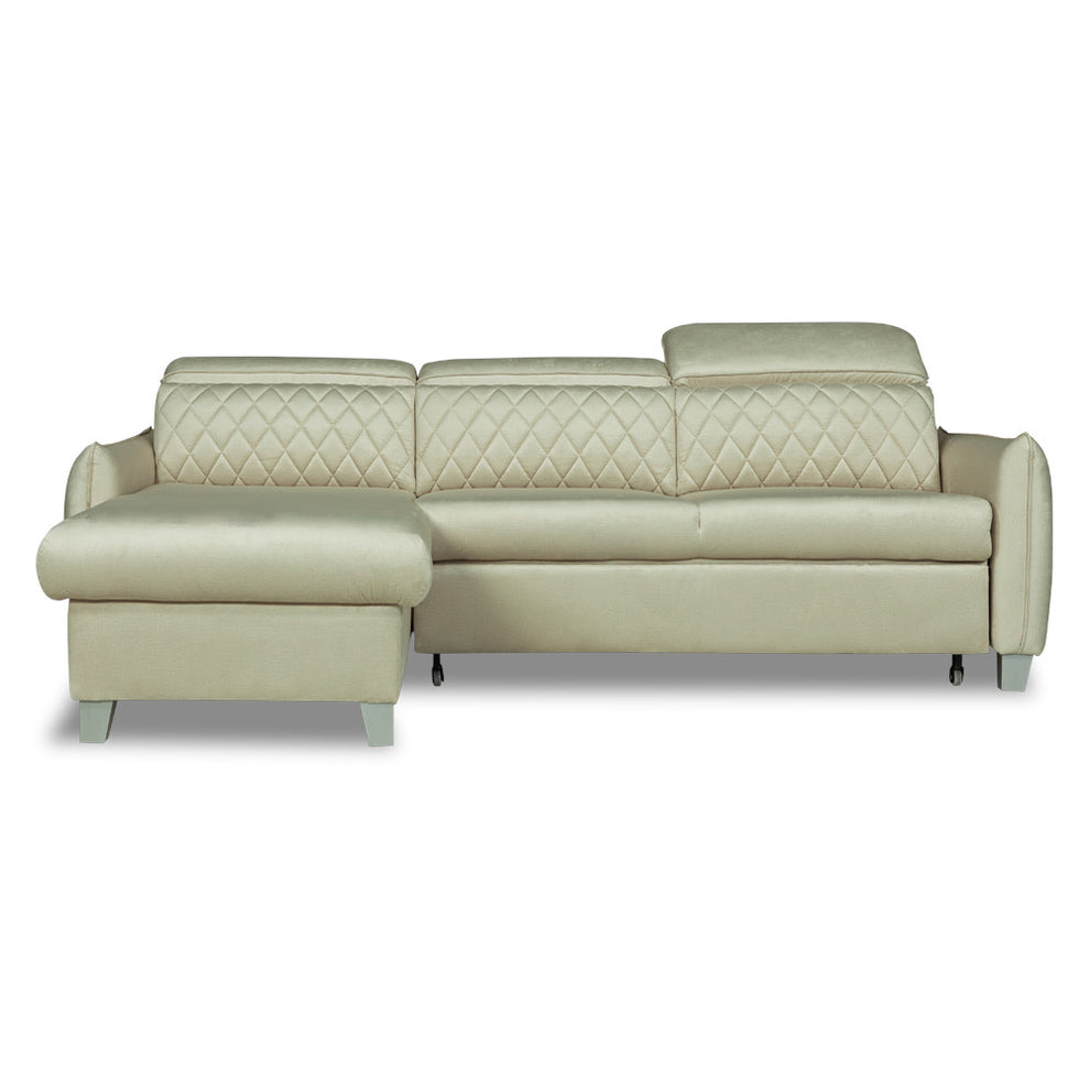 Coltar Extensibil Cu Insula Stanga Tiago, 5 Locuri, Tetiere Reglabile, Crem, 243 Cm