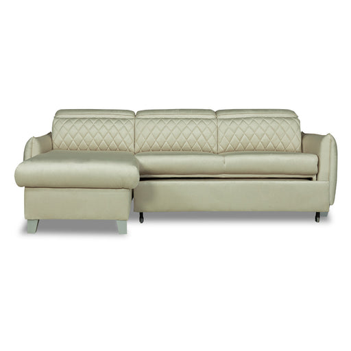 Coltar Extensibil Cu Insula Stanga Tiago, 5 Locuri, Tetiere Reglabile, Crem, 243 Cm