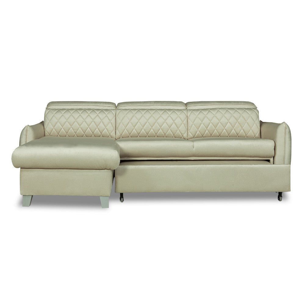 Coltar Extensibil Cu Insula Stanga Tiago, 5 Locuri, Tetiere Reglabile, Crem, 243 Cm