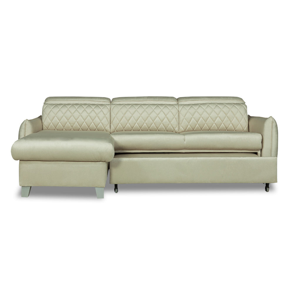 Coltar Extensibil Cu Insula Stanga Tiago, 5 Locuri, Tetiere Reglabile, Crem, 243 Cm