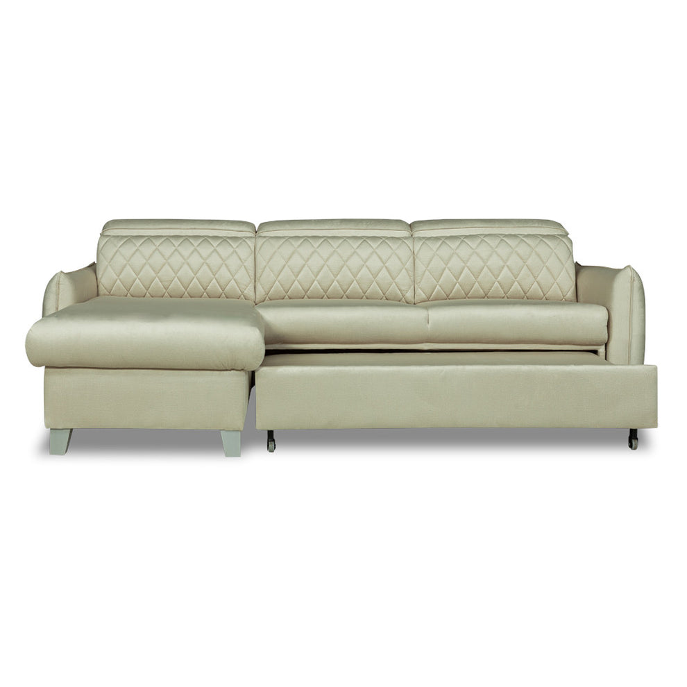 Coltar Extensibil Cu Insula Stanga Tiago, 5 Locuri, Tetiere Reglabile, Crem, 243 Cm
