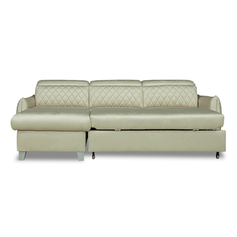 Coltar Extensibil Cu Insula Stanga Tiago, 5 Locuri, Tetiere Reglabile, Crem, 243 Cm