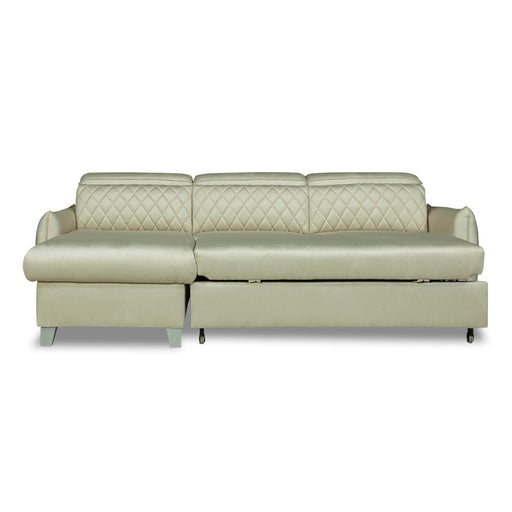 Coltar Extensibil Cu Insula Stanga Tiago, 5 Locuri, Tetiere Reglabile, Crem, 243 Cm