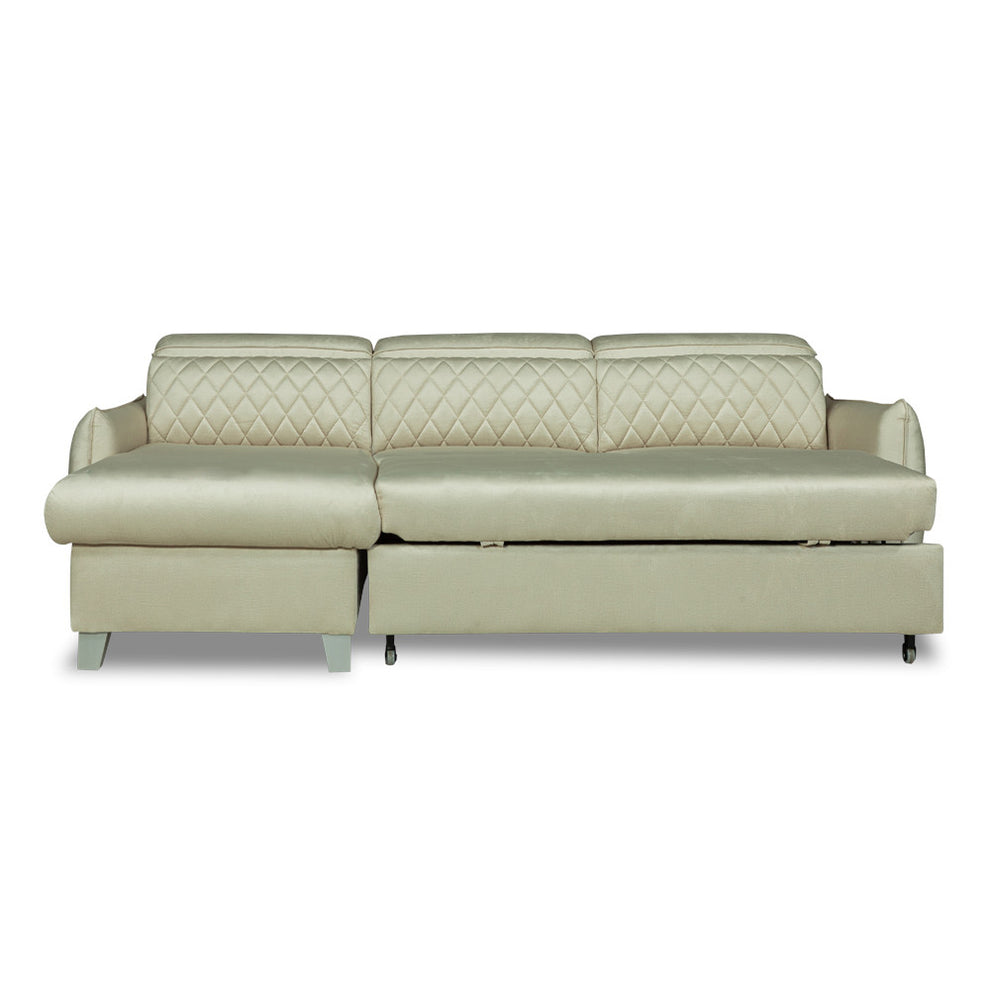 Coltar Extensibil Cu Insula Stanga Tiago, 5 Locuri, Tetiere Reglabile, Crem, 243 Cm