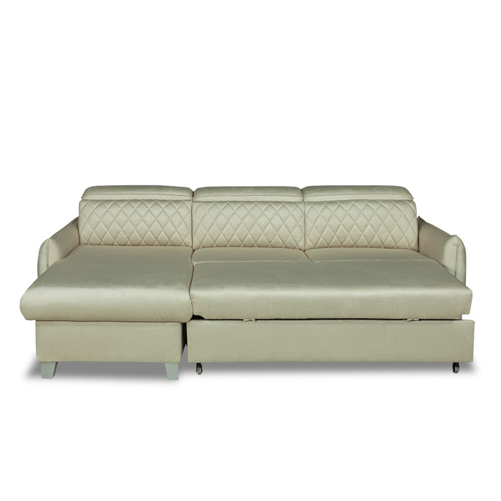 Coltar Extensibil Cu Insula Stanga Tiago, 5 Locuri, Tetiere Reglabile, Crem, 243 Cm