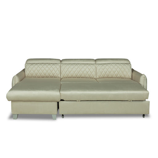 Coltar Extensibil Cu Insula Stanga Tiago, 5 Locuri, Tetiere Reglabile, Crem, 243 Cm