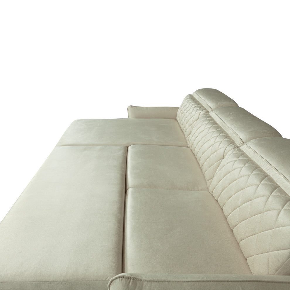 Coltar Extensibil Cu Insula Stanga Tiago, 5 Locuri, Tetiere Reglabile, Crem, 243 Cm