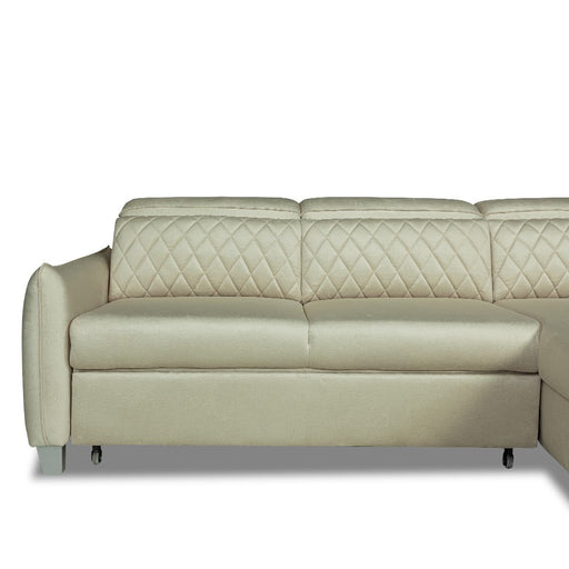 Coltar Extensibil Cu Insula Dreapta Tiago, 5 Locuri, Tetiere Reglabile, Crem, 243 Cm