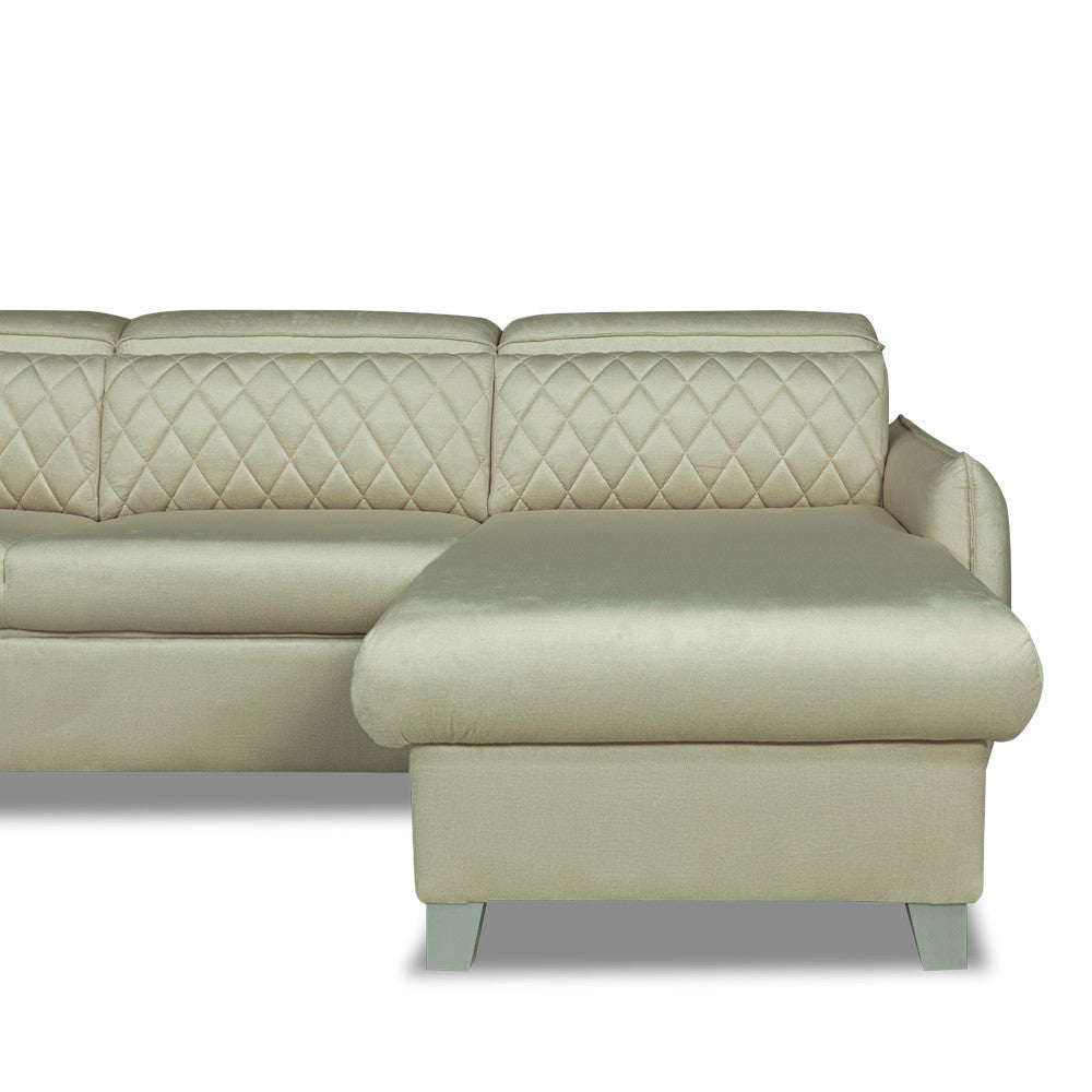 Coltar Extensibil Cu Insula Dreapta Tiago, 5 Locuri, Tetiere Reglabile, Crem, 243 Cm