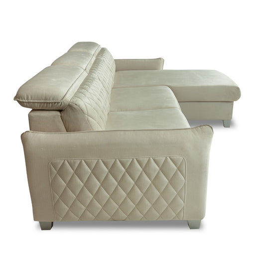 Coltar Extensibil Cu Insula Dreapta Tiago, 5 Locuri, Tetiere Reglabile, Crem, 243 Cm