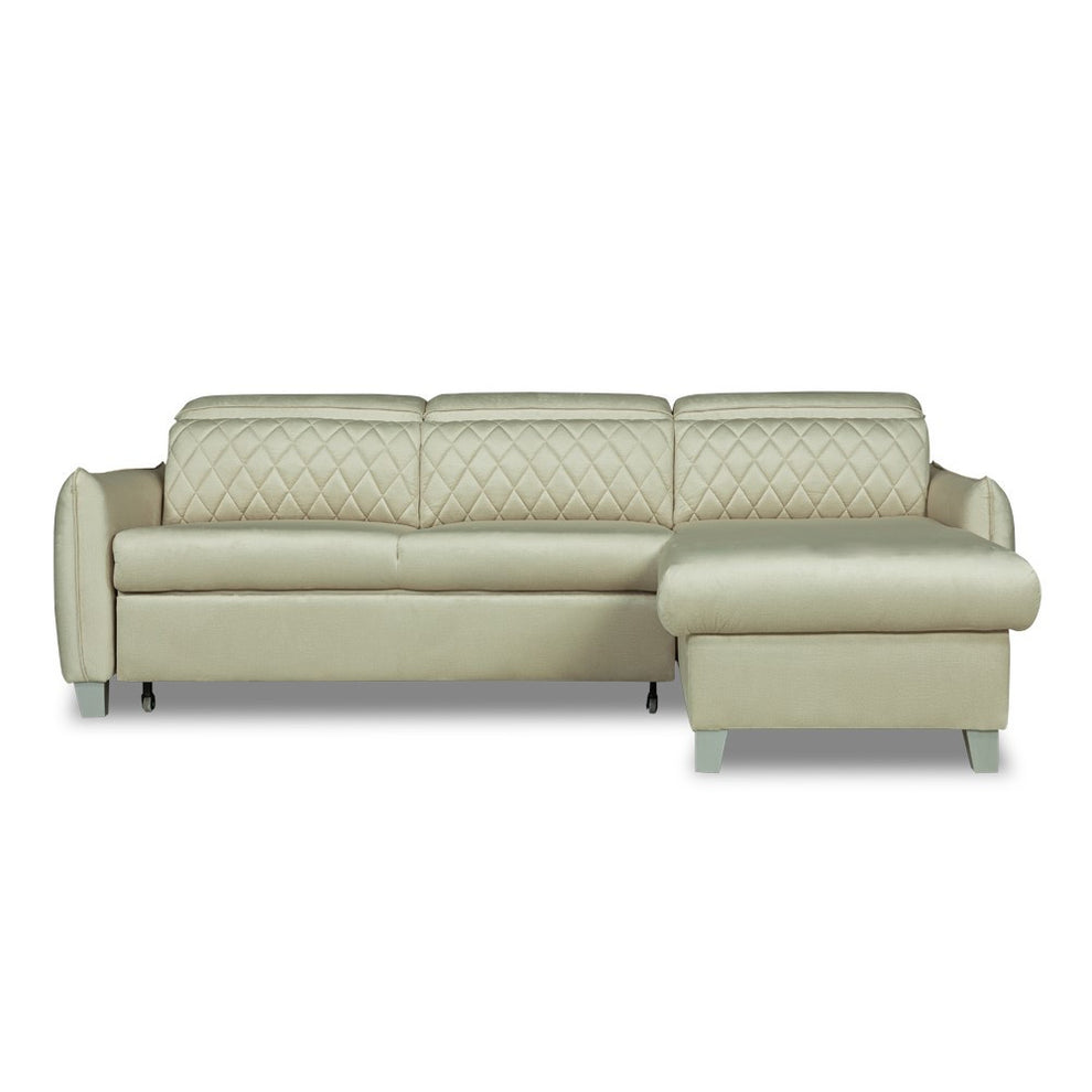 Coltar Extensibil Cu Insula Dreapta Tiago, 5 Locuri, Tetiere Reglabile, Crem, 243 Cm