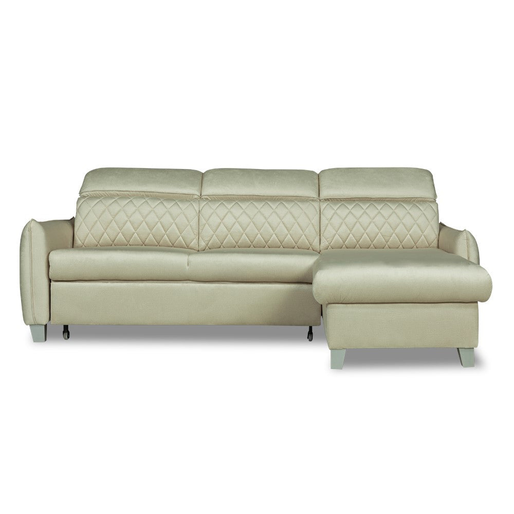 Coltar Extensibil Cu Insula Dreapta Tiago, 5 Locuri, Tetiere Reglabile, Crem, 243 Cm