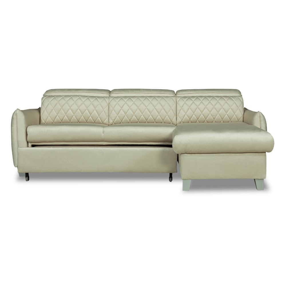 Coltar Extensibil Cu Insula Dreapta Tiago, 5 Locuri, Tetiere Reglabile, Crem, 243 Cm