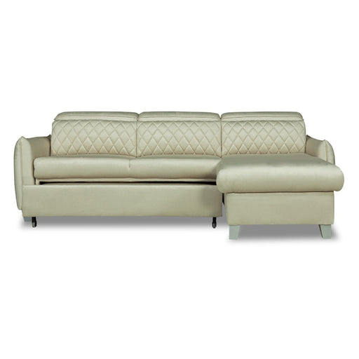Coltar Extensibil Cu Insula Dreapta Tiago, 5 Locuri, Tetiere Reglabile, Crem, 243 Cm