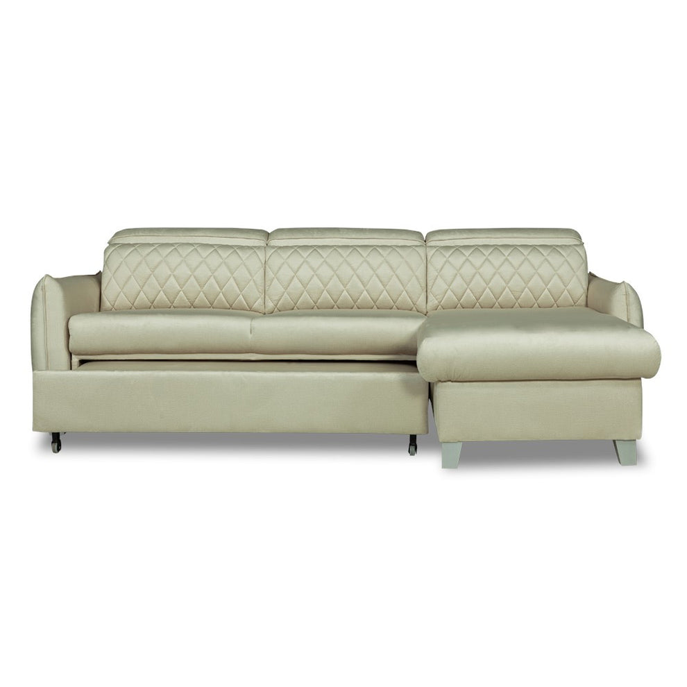Coltar Extensibil Cu Insula Dreapta Tiago, 5 Locuri, Tetiere Reglabile, Crem, 243 Cm