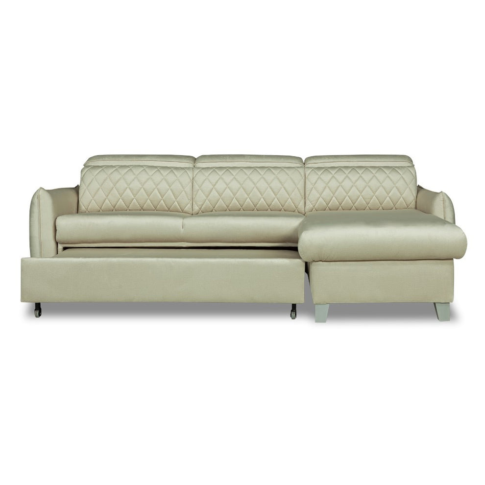 Coltar Extensibil Cu Insula Dreapta Tiago, 5 Locuri, Tetiere Reglabile, Crem, 243 Cm