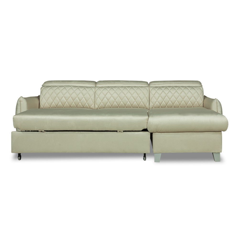 Coltar Extensibil Cu Insula Dreapta Tiago, 5 Locuri, Tetiere Reglabile, Crem, 243 Cm